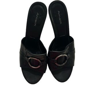 Amalfi made in Italy leather black slide sandals with spike heels Sz 9